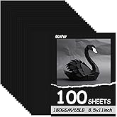 100 Sheets Black Cardstock 8.5x11, 65lb Card Stock Construction Print Paper | 65lb/180gsm Thick Card Stock Paper, Heavy Cards