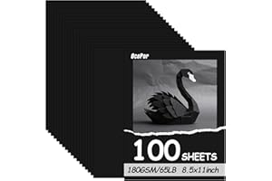 OcePor 100 Sheets Black Cardstock 8.5” x 11”, 65lb/180gsm Black Card Stock, Thick Card Stock Paper, Heavy Cardstock Paper for Printer, Resume, Scrapbooks, Art, Crafts, Business Cards