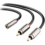 J&D 3.5mm to RCA Cable RCA to Aux Adapeter, RCA Cable Gold Plated 3.5mm Female to 2 RCA Male Stereo Audio Adapter Cable for Smartphone, MP3, Record Player, Speakers, Home Theater, 1 Feet