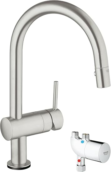 Minta Touch Single Handle Pull Down Kitchen Faucet With Grohtherm