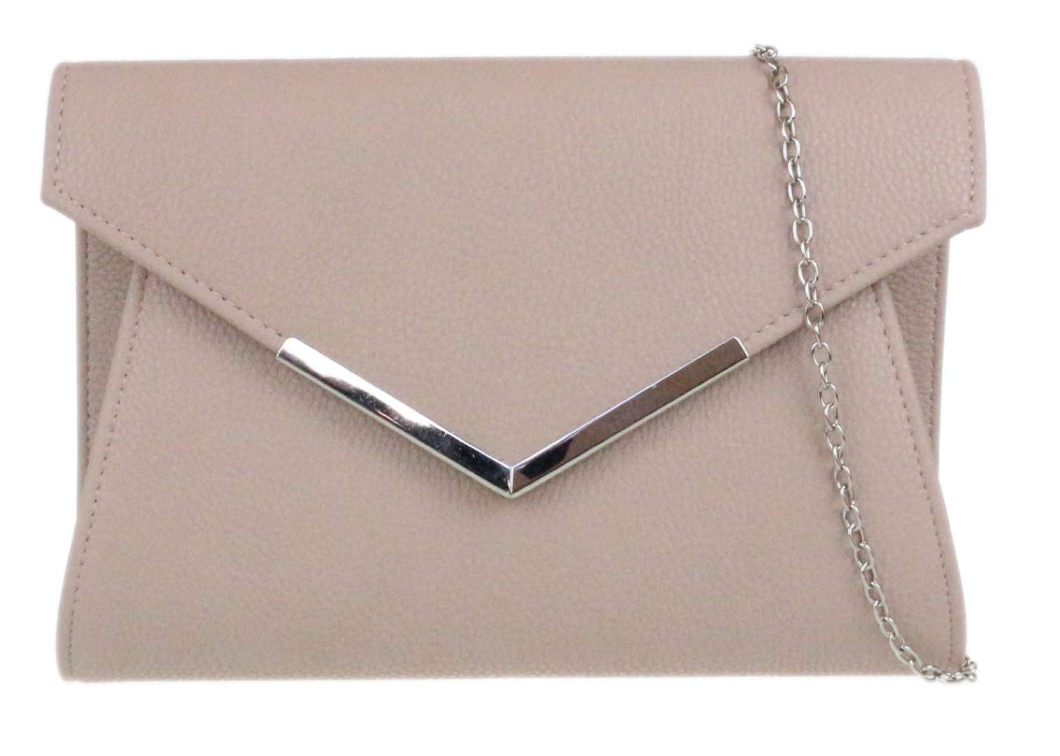 Girly Handbags Womens Metallic Frame Clutch Bag - Nude