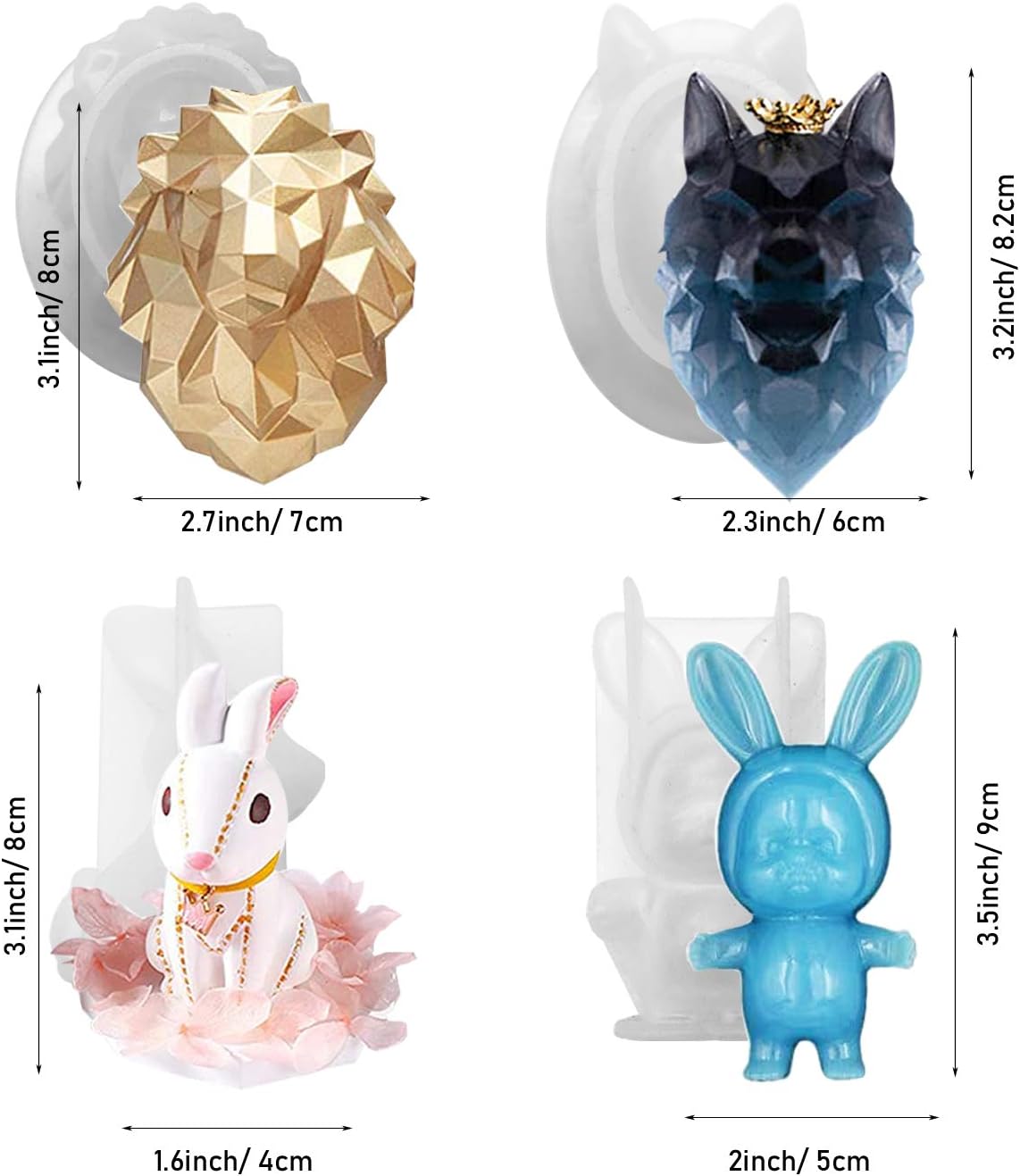 Woohome 3D Animal Resin Molds Tools Set, 9 PCS Resin Casting Molds Epoxy Silicone Molds, Measurement Cup, Wood Stick - Image 3