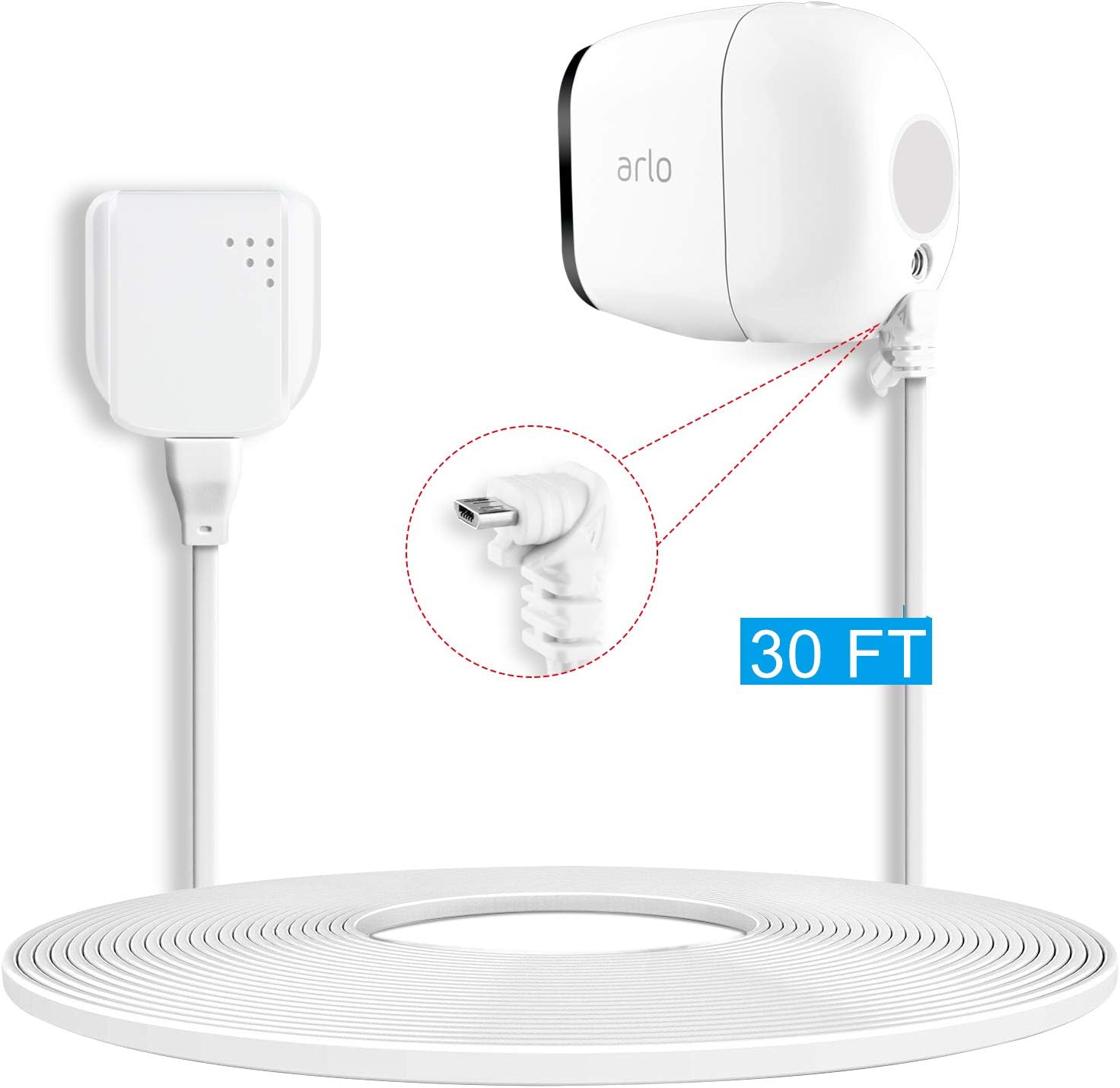 30 Feet Weatherproof Arlo Outdoor Power Adapter for Arlo