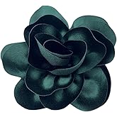 FUTIMELY Dainty Satin Fabric Rose Flower Large Brooch Pin Handmade Big Camellia Brooch Lapel Pins Wedding Party Dance Banquet Dress Suit Ceremony Clothes Accessories Jewelry Gifts for Women (Green)