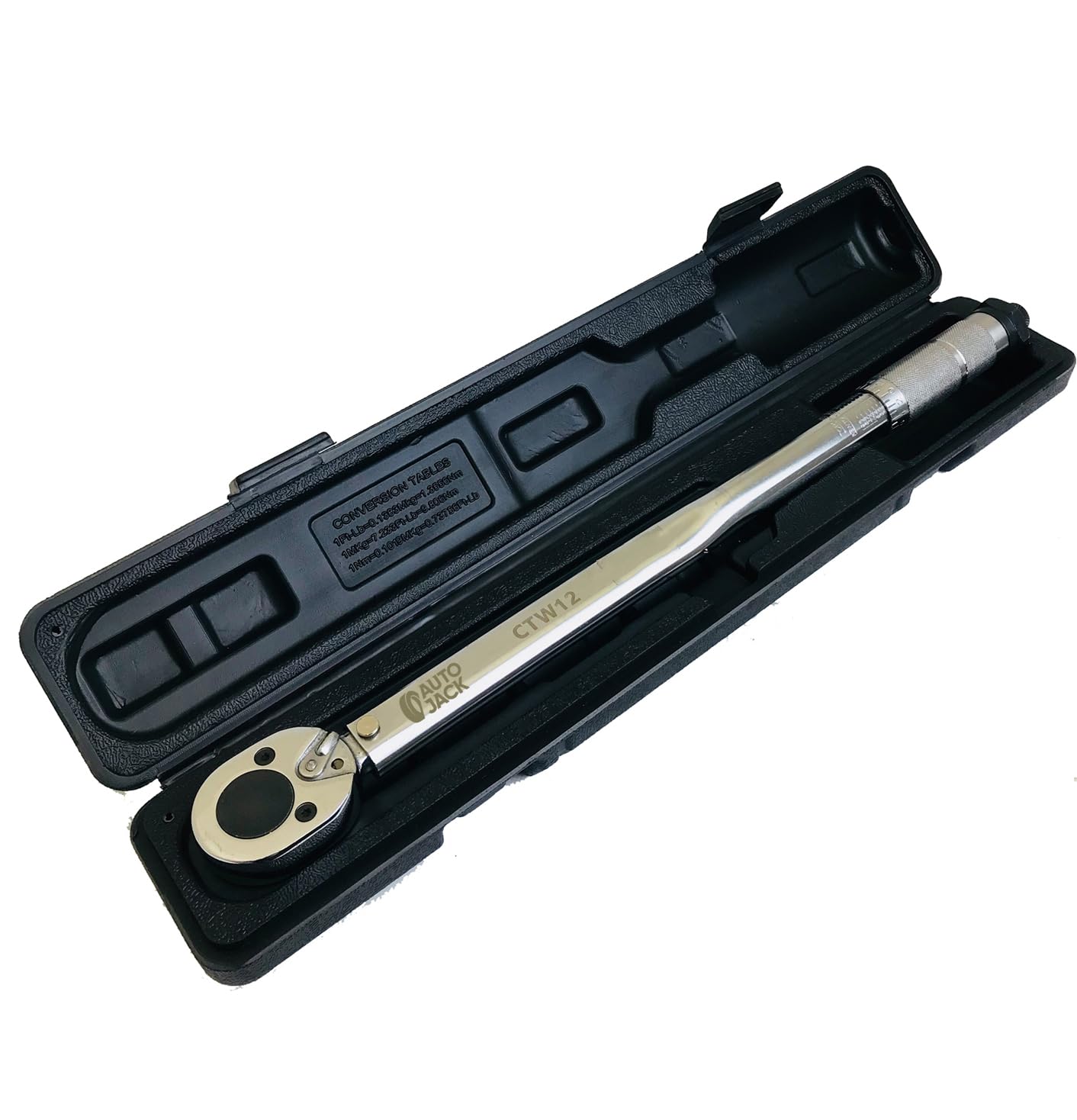 Autojack 1/2 Inch Torque Wrench, 28-210 Nm, Reversible Ratchet Machanics Tool, Supplied in a Plastic Storage Case