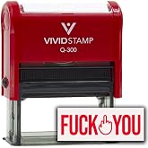 Fuck You (Middle Finger) Self Inking Rubber Stamp (Red Ink) - Q-300