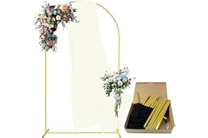 JOJOPEPE Metal Wedding Arch Backdrop Stand 6.6FT,Balloon Frame Arched Metal Backdrop Stand for Parties Birthday Wedding Graduation Holiday Baby Shower Ceremony Supplies Décor,Gold