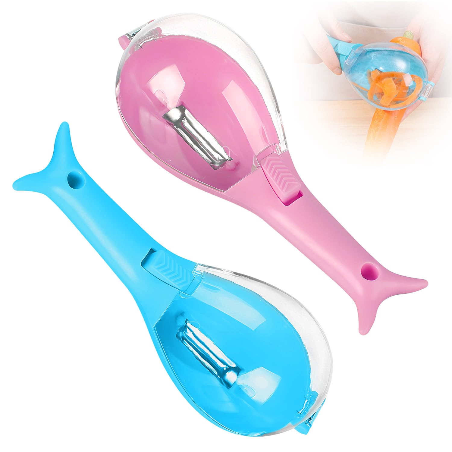 Photo 1 of 2PCS Peeling Knife with Storage Box, Fruit And Vegetable Peeler With Container, Stainless Steel Multi-Function Peeler for Home Kitchen