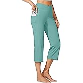 Willit Women's Yoga Capris Pants High Waist Leggings Crossover Straight Leg Athletic Exercise Workout Crop Capris 21"