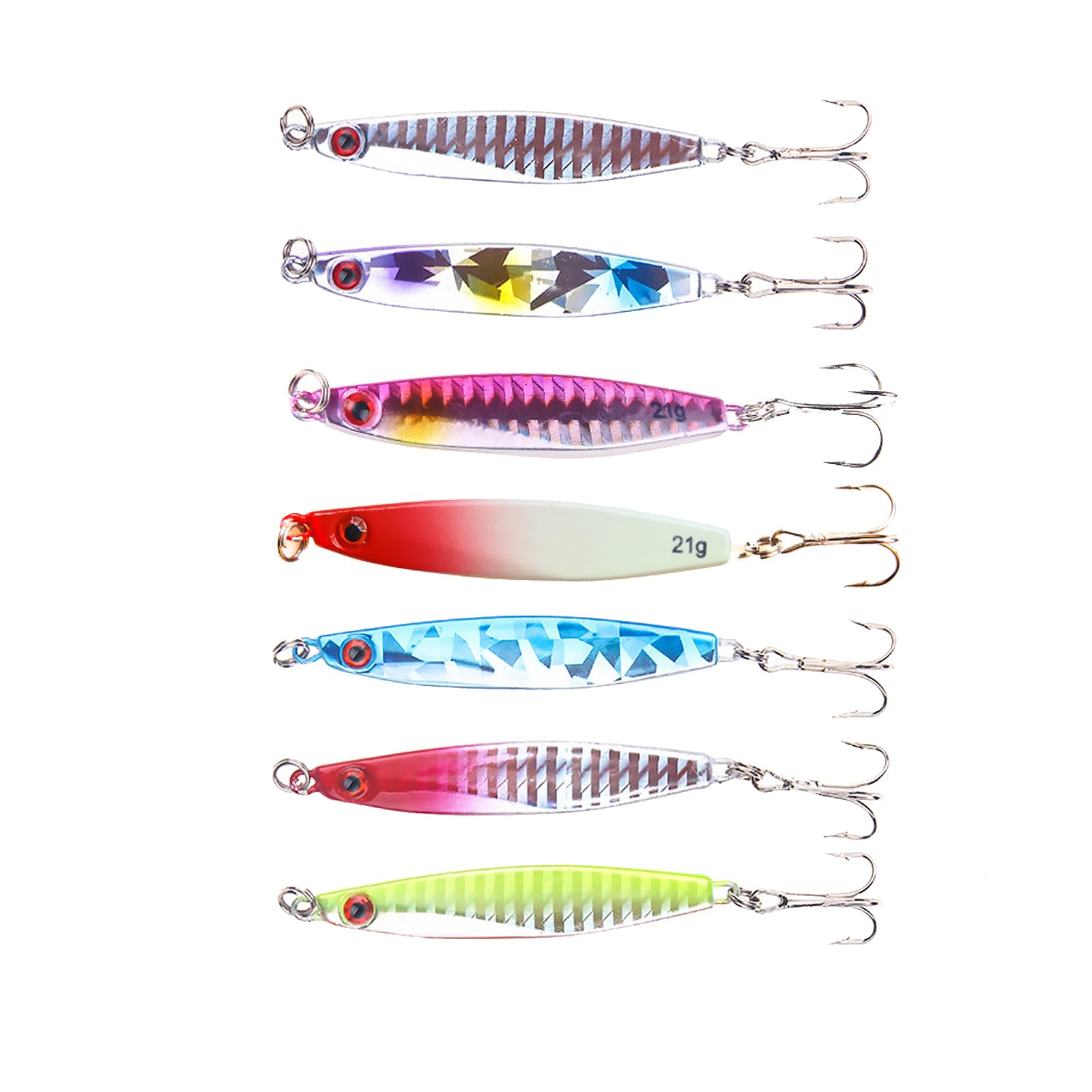Wjelet 7PCS 21g/0.7oz Fishing Lures Set, Spinners for Fishing, Bass Lures and Spoons for Mackerel and Trout