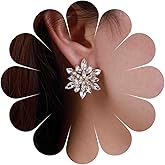 Yheakne Boho Crystal Flower Earrings Gold Cz Cluster Earrings Vintage Flower Crystal Stud Earrings Sparkly Rhinestone Earrings Jewelry for Women