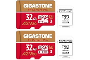 [5-Yrs Free Data Recovery] GIGASTONE 32GB Micro SD Card 2-Pack, 4K Camera Pro, Compatible with GoPro, Wyze, Security Camera, 