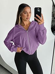 Trendy Queen Hoodies for Women Full Zip Up Cropped