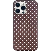 Reezaddin Brown Polka Dot Phone Case for iPhone 14 Pro 6.1in,Retro Vintage Cute Aeshtetic Classic Minimalist Chic Pattern Protective Cover for Girls Women