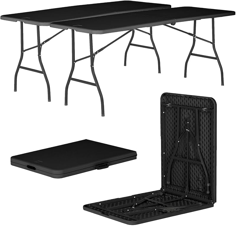 Harbour Housewares Rectangle Folding Trestle Tables 180cm Pack of 2 Black