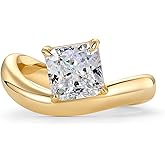 PAVOI 14K Gold Plated Wavy Engagement Ring for Women | Solitaire Cubic Zirconia Wedding Band & Promise Rings for Her | Trendy Fashion Jewelry