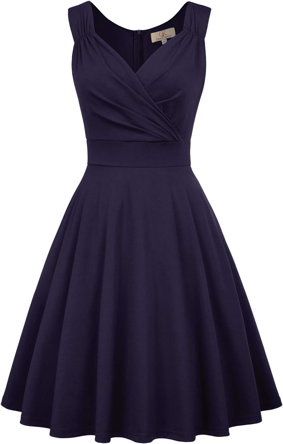 GRACE KARINWomen 1950s Vintage Dress Summer V-Neck Sleeveless A-line Flared Dinner Festival Party Prom Dress