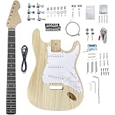 Yinfente DIY Guitar Kit With Basswood Body Maple Neck With Rosewood Fretboard 6 String DIY Electric Guitar Kit With All Components To Build Your Own Guitar