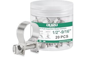 OURU 20PCS 5/16" Fuel Line Clamp 304 Stainless Steel,Adjustable 1/2"-9/16" Dia(13-15mm) Mini Fuel Injection Gas Line Hose Cla