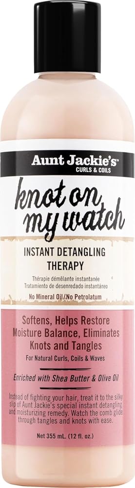 Aunt Jackie's Curls and Coils Knot On My Watch Instant Hair Detangling Therapy for Natural Curls, Coils and Waves, Enriched w