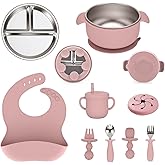 Stainless Steel Baby Plates and Bowls Set with Removable Easy Clean Silicone Suction Baby Feeding Set with Toddler Stainless 