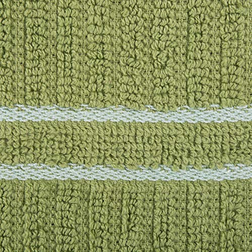 DII Basic Ribbed Terry Kitchen Basics Collection, Green, Dishcloths, 12