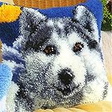 BYT Collections 16 Model Latch Hook Kit Dog Cushion Cover DIY Craft Needlework Crocheting Cushion Embroidery 16inch by 16 inch BZ005