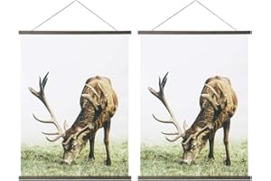 Miaowater 2 Pack Magnetic Poster Frame Hanger,8x10 8x12 8x18 Light Wood Wooden Magnet Frames Hangers for Photo Picture Art Canvas Print Artwork Wall Hanging Grey 8''