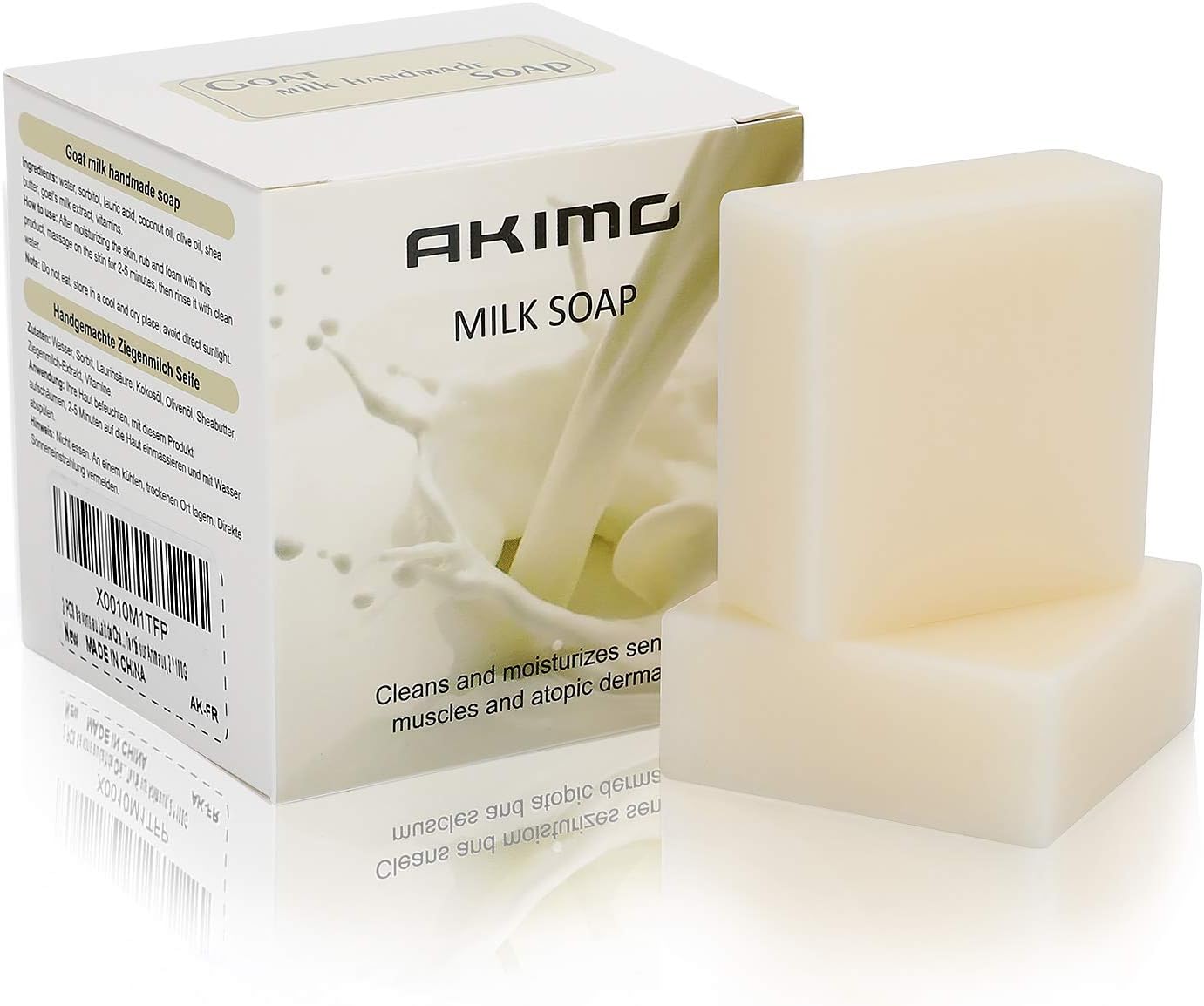 2 PCS Goats Milk Soaps - AKIMO 100% Natural, Handmade, Organic Hand Soap for Body/Face/Hands, Gentle Fragrance, No Sulfates, Silicones, 2 * 100G
