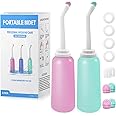 RUFCRIL Peri Bottle, Portable Travel Bidet with Carry Bag, TPE Material Can Be Boiled, 500ml Capacity with 2 Sealing Ring,Essentials for Postpartum Perineal Care, New Baby (Pack of 2)