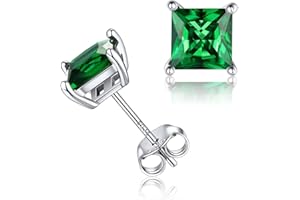 ChicSilver 925 Sterling Silver Earrings Sparkling Heart/Round/Princess Cut Birthstone Earrings for Women Birthday Jewelry with Gift Box