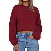 Trendy Queen Cropped Sweatshirts for Women Oversized Crewneck Sweaters Long Sleeve Tops Fall Winter Clothes 2026