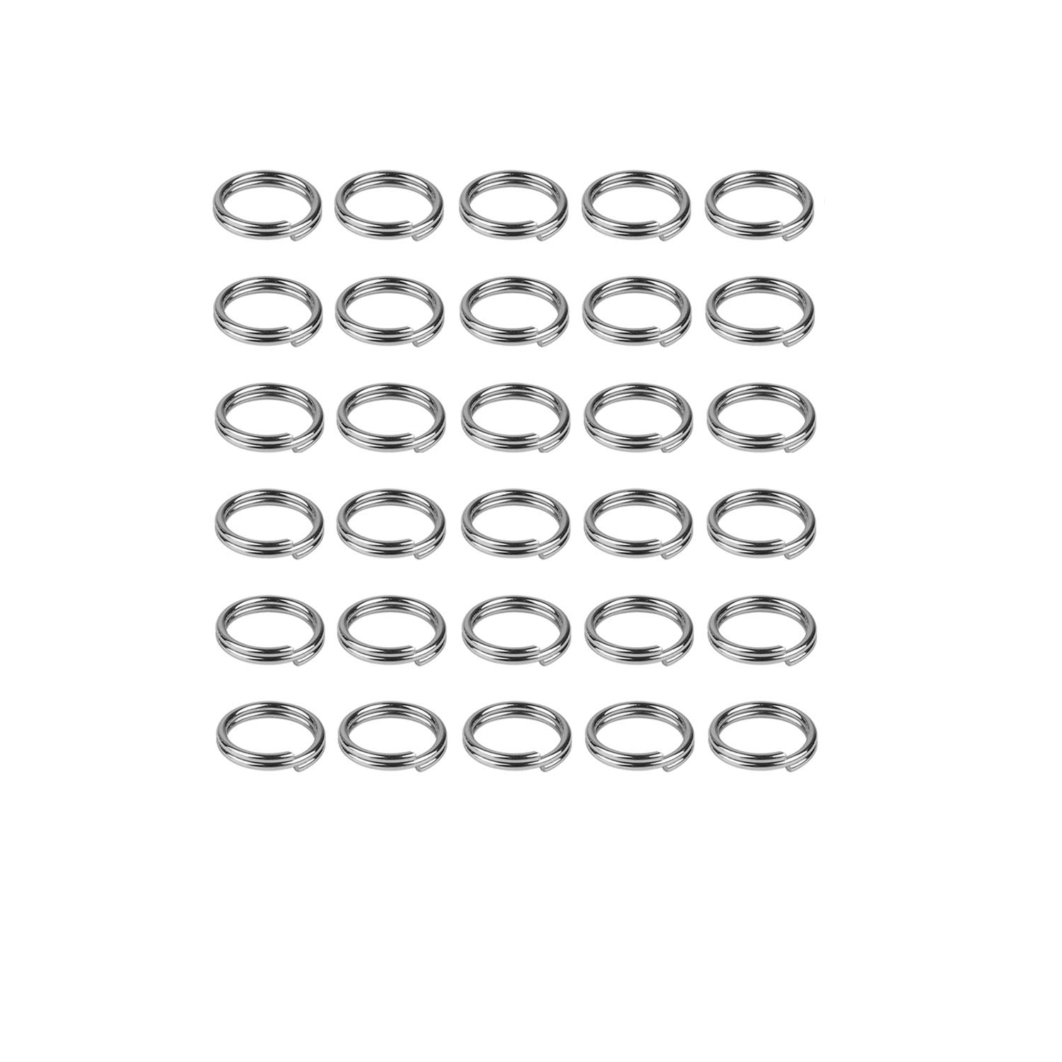 HUIHUIBAO 200 Pieces 8mm Metal Split Rings Nickel Plated Small Key Chain Ring Part for Ornament Crafts and Jewelry Making，Silver