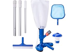 YSMJ Pool Cleaning Kit Pool Vacuum Jet Cleaner Poor Brush Chlorine Dispenser Pool Skimmer Net with 3 - Section Pole Pool Maintenance Set for Above Ground Pools Spas Hot Tub Fountains