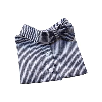 Lifet Frauen Kragen Abnehmbare Hälfte Shirt Bluse Gestreifte Bluse mit Schleife Ganzjahresartikel