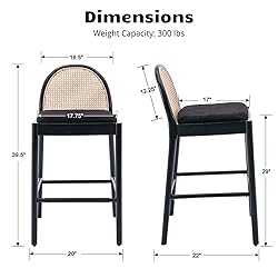 HEAH-YO Modern Bar Stools Set of 4, 30 Inches