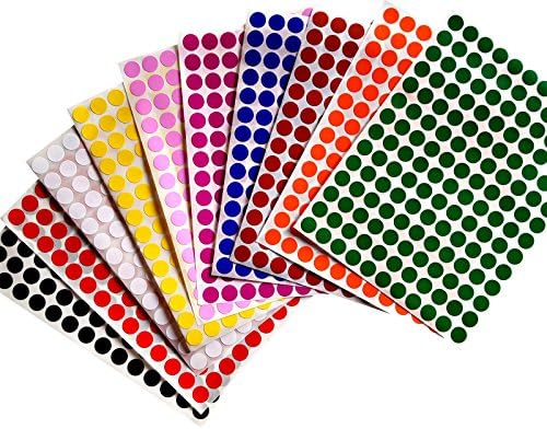 Royal Green Color Coding Labels 3/8 (0.375) inch 10 mm Round Dot Stickers - 10 Different Colors 22 Sheets Dots Label - Three Eights inch Rounds Sticker 3080 Pack