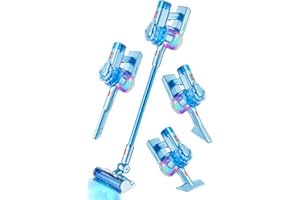 BLAXTEM 4-in-1 Kids Toy Vacuum That Works with Suction, Electric Toy Toddler Vacuum Cleaner for Children Ages 3 4 5 6+ Boys & Girls,Toddlers Toys Cleaning Set for Pretend Play (Light Blue)