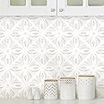 Aniboo Modern Geometric Peel and Stick Wallpaper Boho Contact Paper Neutral Self Adhesive Removable Wallpaper for Kitchen Bedroom Bathroom Waterproof White Contact Paper for Cabinets 78.7inL 17.3inW