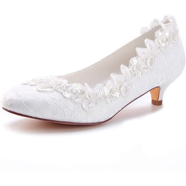 Women's Lace Spool Heel Boots Closed Toe Pumps With Stitching Lace 047153745 G153745