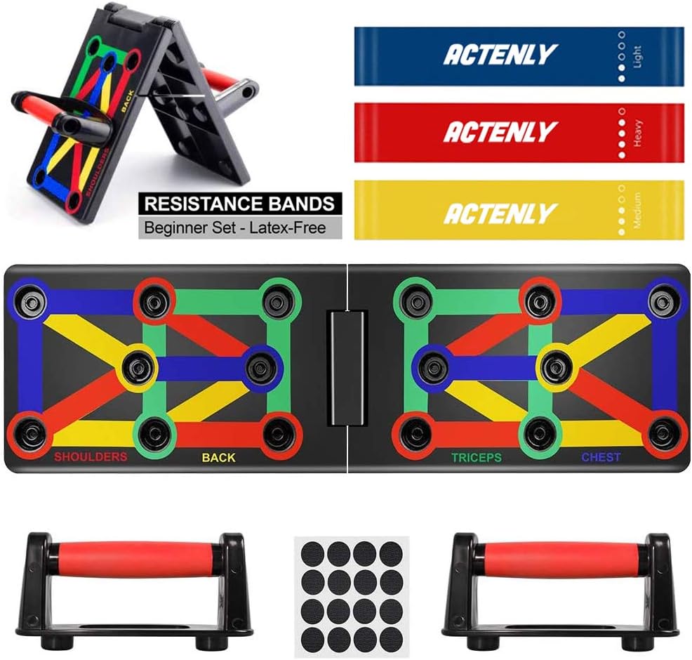 ACTENLY Push Up Board System,Portable Workout Pushup Stands for Home Fitness Training Men/Women (Resistance Loop Bands for Free)