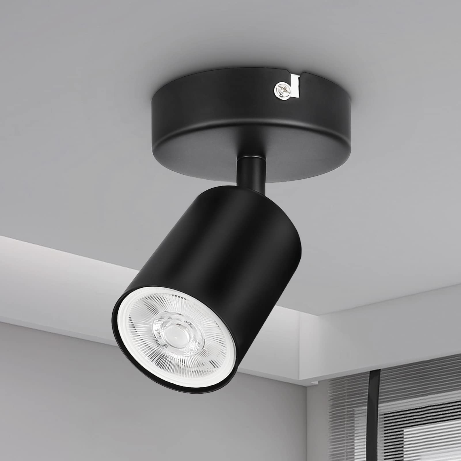 Dehobo Wall Light Spotlight Indoor in Matt Black Adjustable Spot Light with GU10 Socket LED Compatible Industrial Ceiling Wall Spot Light for Kitchen Lounge Bedroom Dining Room