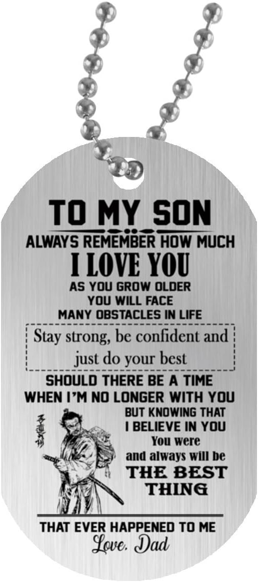 Bushido Samurai Necklace - My Son dog tag personalised - Son and Dad Necklace love dad - Customize Pendant Gift for Son, teen Boys, Decorated on one side with a gloss finish