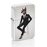 Doberman Pinscher Fashion Windproof Flip Top Silver
