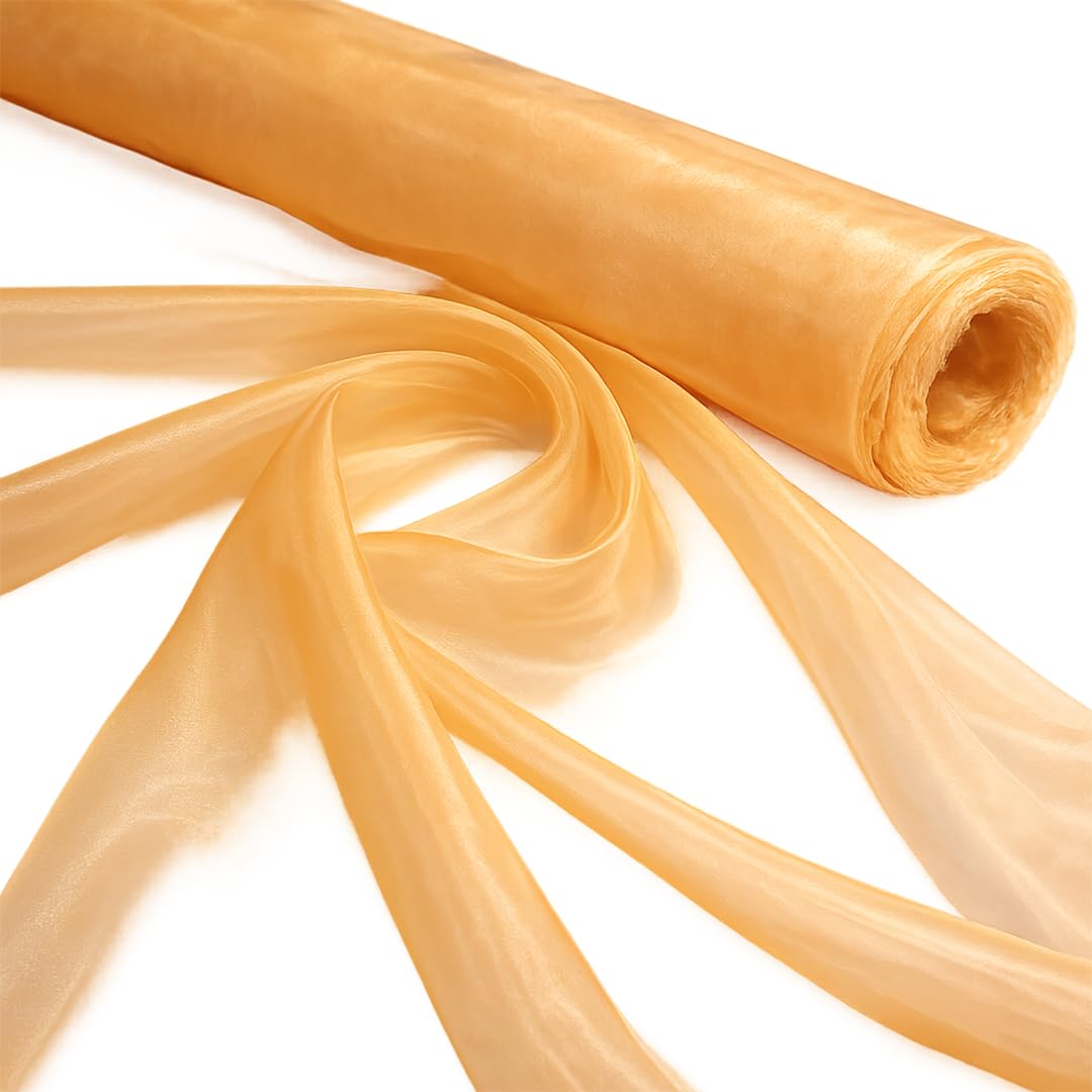 Midland Textiles Mango 5 Meter Pack Plain Sheer Lightweight Organza Voile Drape Curtain, Wedding, Chair Sash Fabric 150cm Wide — image 1