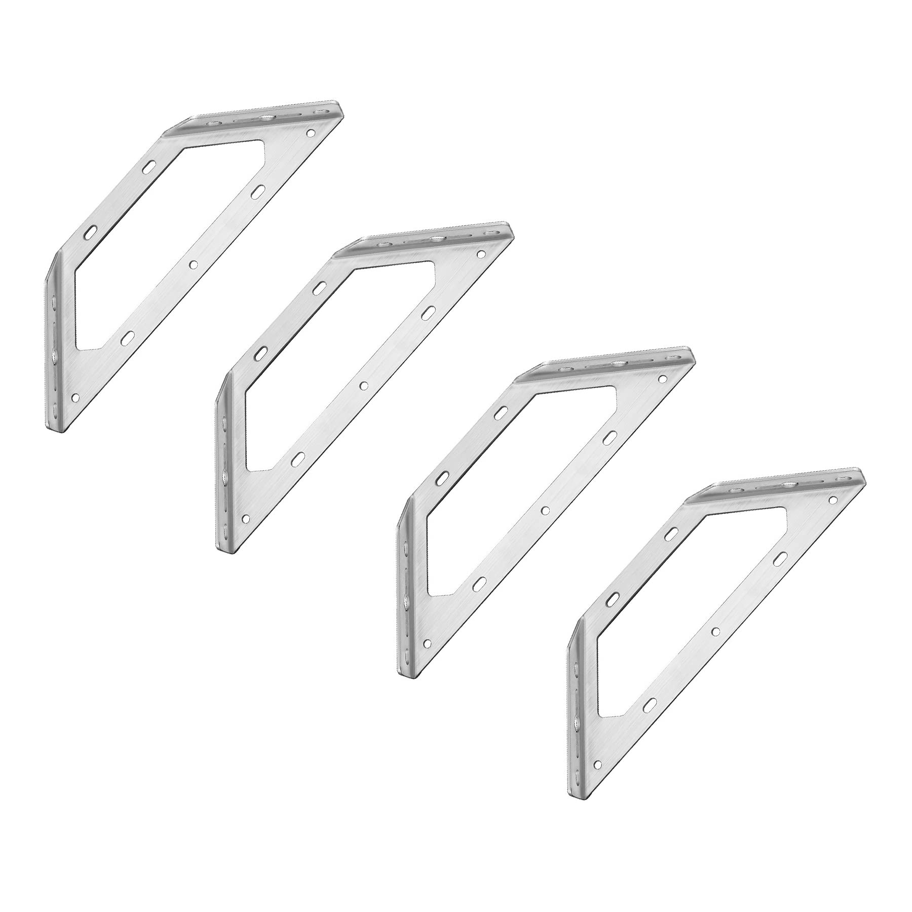 LIKERAINY Corner Braces Joints 175x175mm Right Angle Brackets Fastener Stainless Steel Plates Triangular Shape Furniture Shelf Support Connectors 4 Pieces — image 1