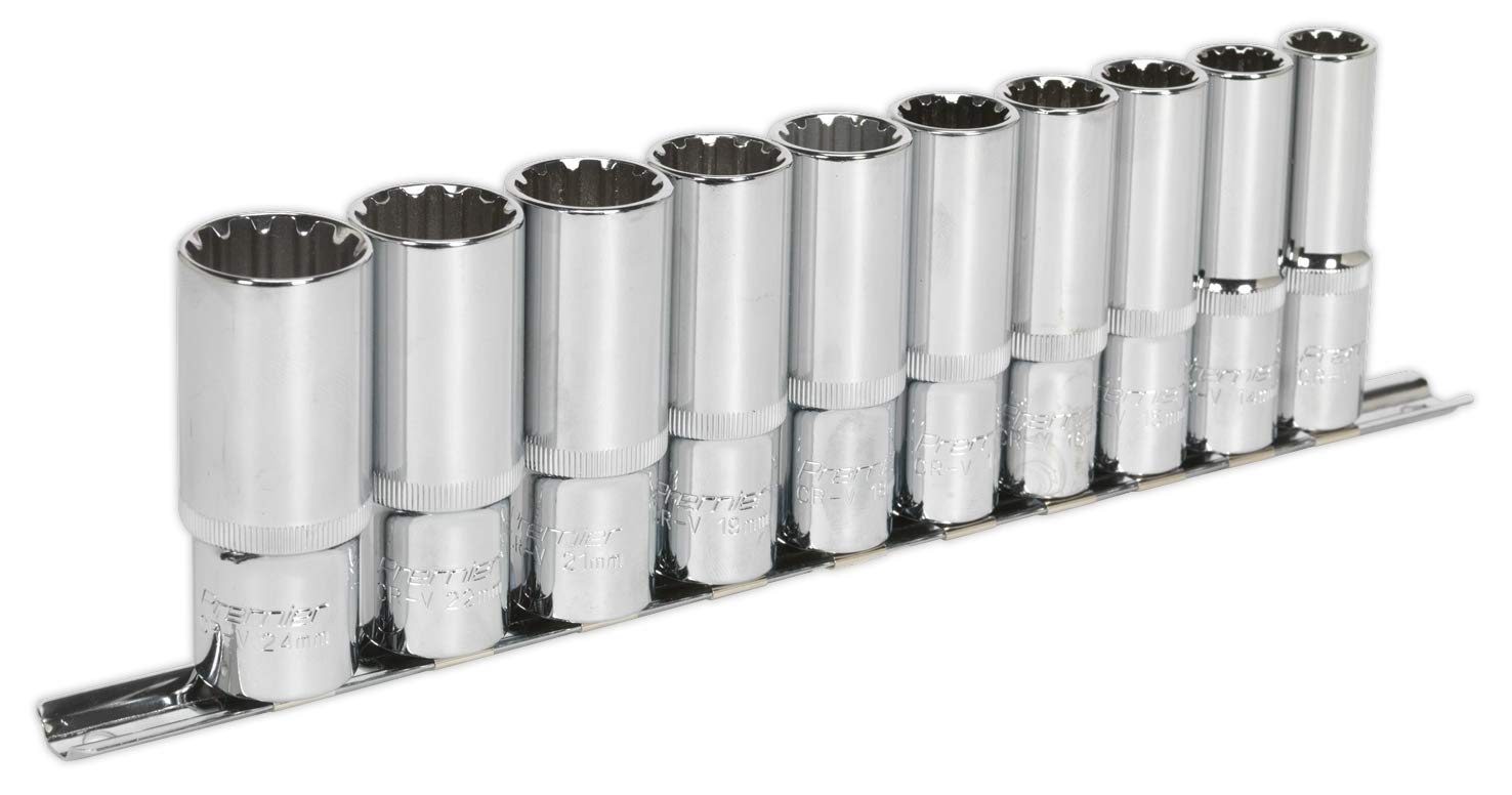 Sealey Ak70610D Socket Set 10Pc Deep 1/2Sq Drive Total Drive