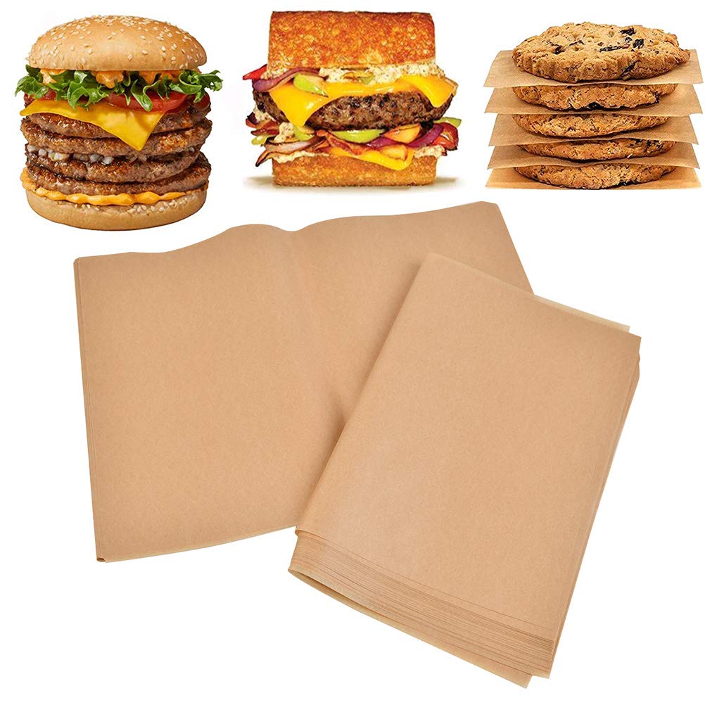 "N/A" 201PCS Baking Parchment Paper Sheets Greaseproof Precut Parchment Paper with Silicone Brush Pan Liner Paper Rectangle Baking Parchment for Baking Cookies,Grilling Rack,Oven