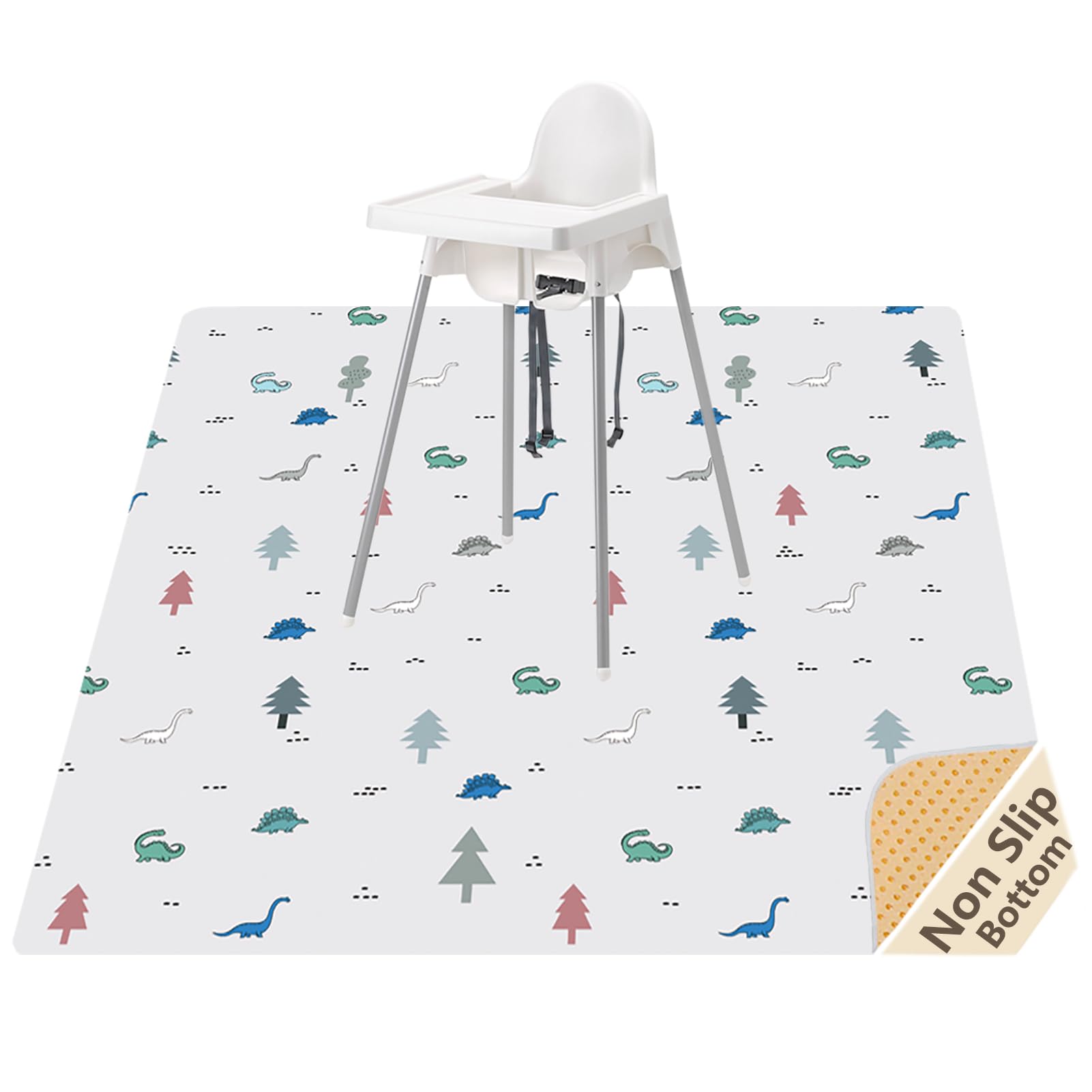 51" Splat Mat for Under High Chair/Arts/Crafts, Womumon Washable Spill Mat Waterproof Anti-Slip Floor Splash Mat, Portable Play Mat and Table Cloth