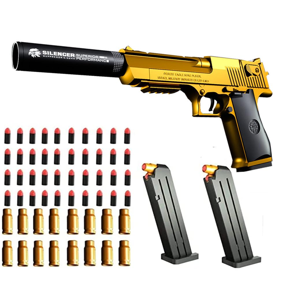 Toy gun with soft bullets,toy gun with ejectable magazine and bullets-1:1 size toy gun with magazine for safety training or play,unique gift